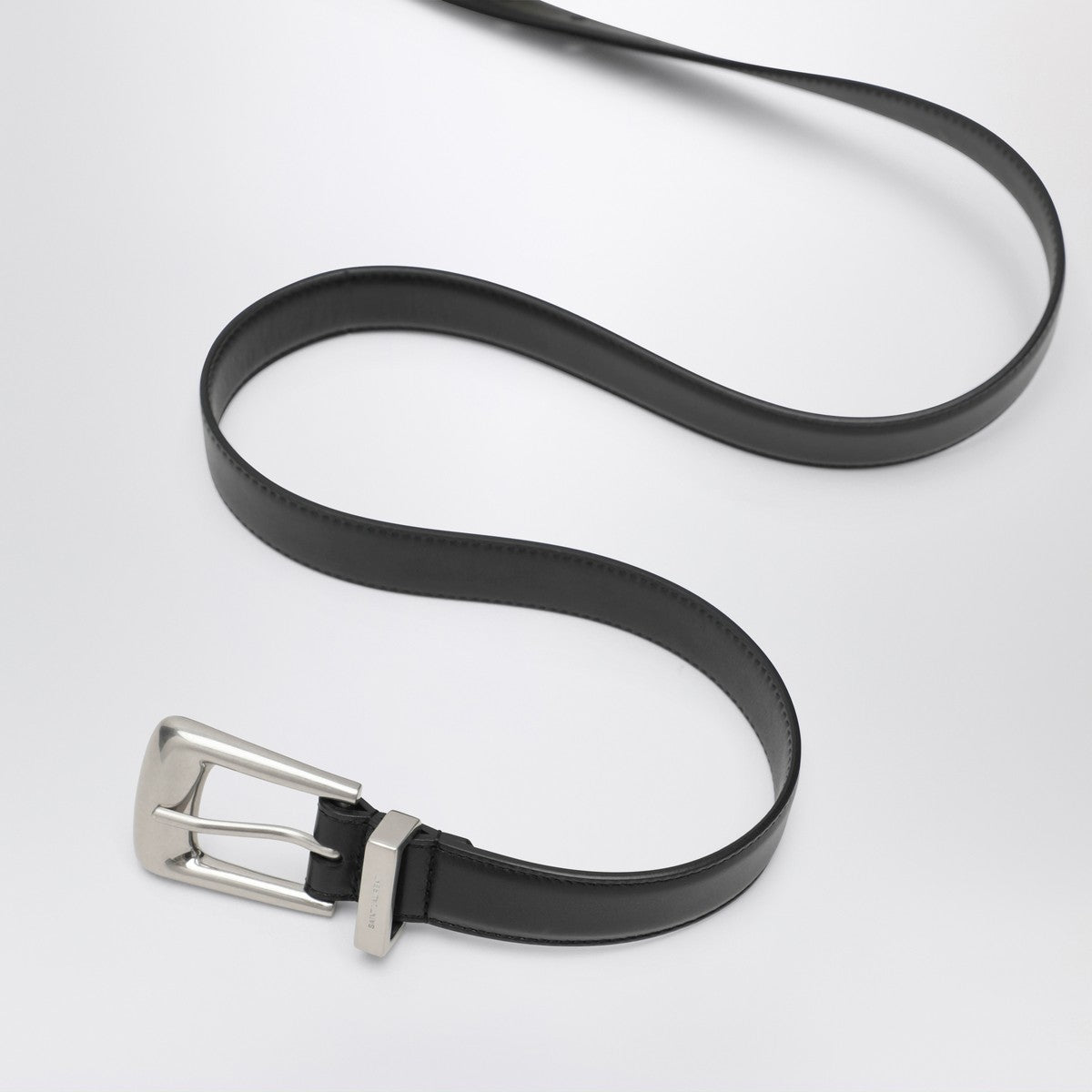 Saint Laurent Smooth black leather Folk belt Saint Laurent