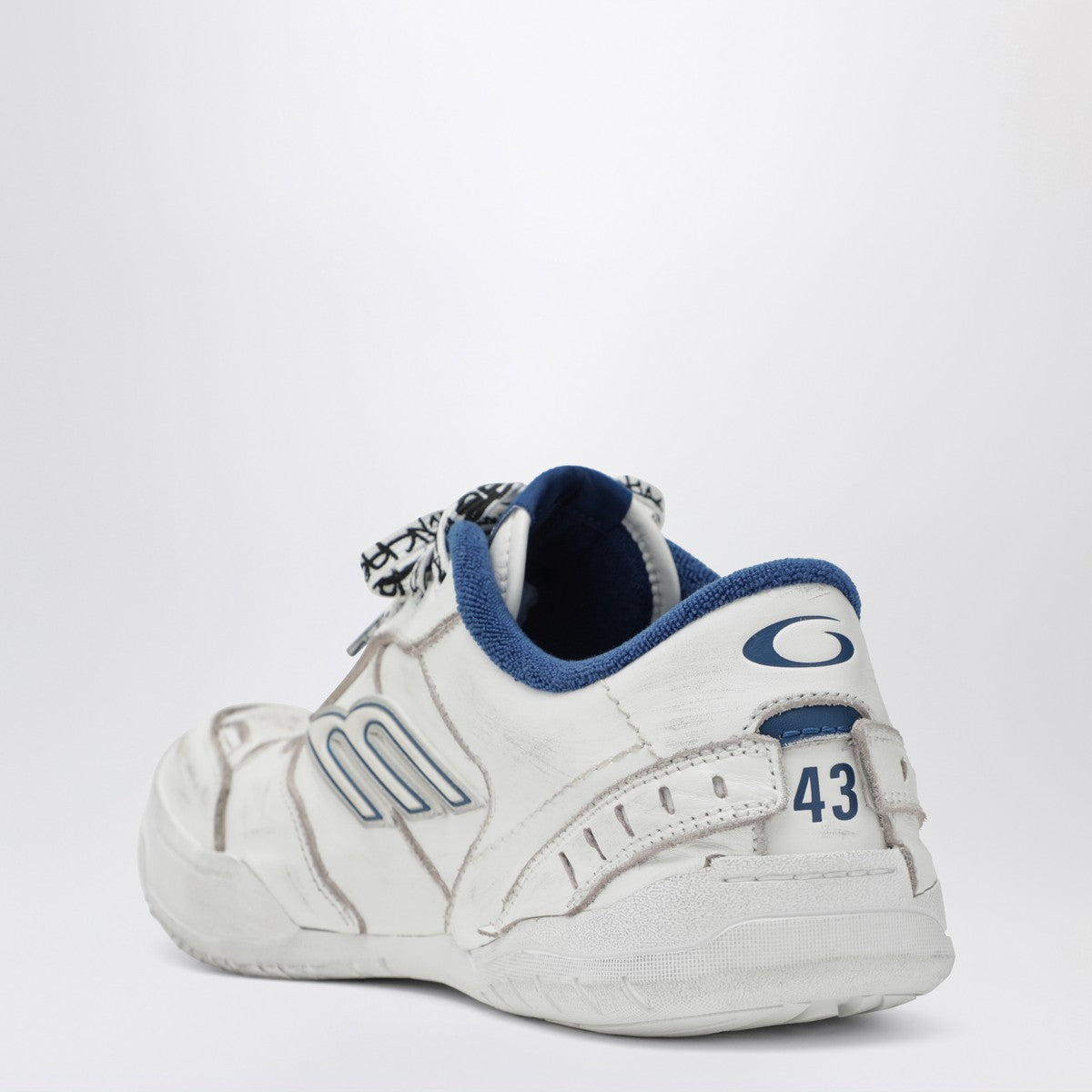 Balenciaga Hamptons Worn-Out Sneakers in White and Blue Balenciaga