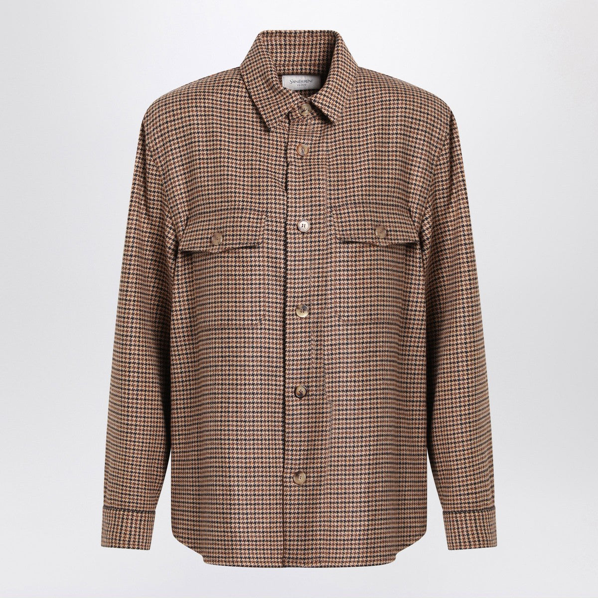 Saint Laurent Overshirt in beige/brown/black houndstooth Saint Laurent