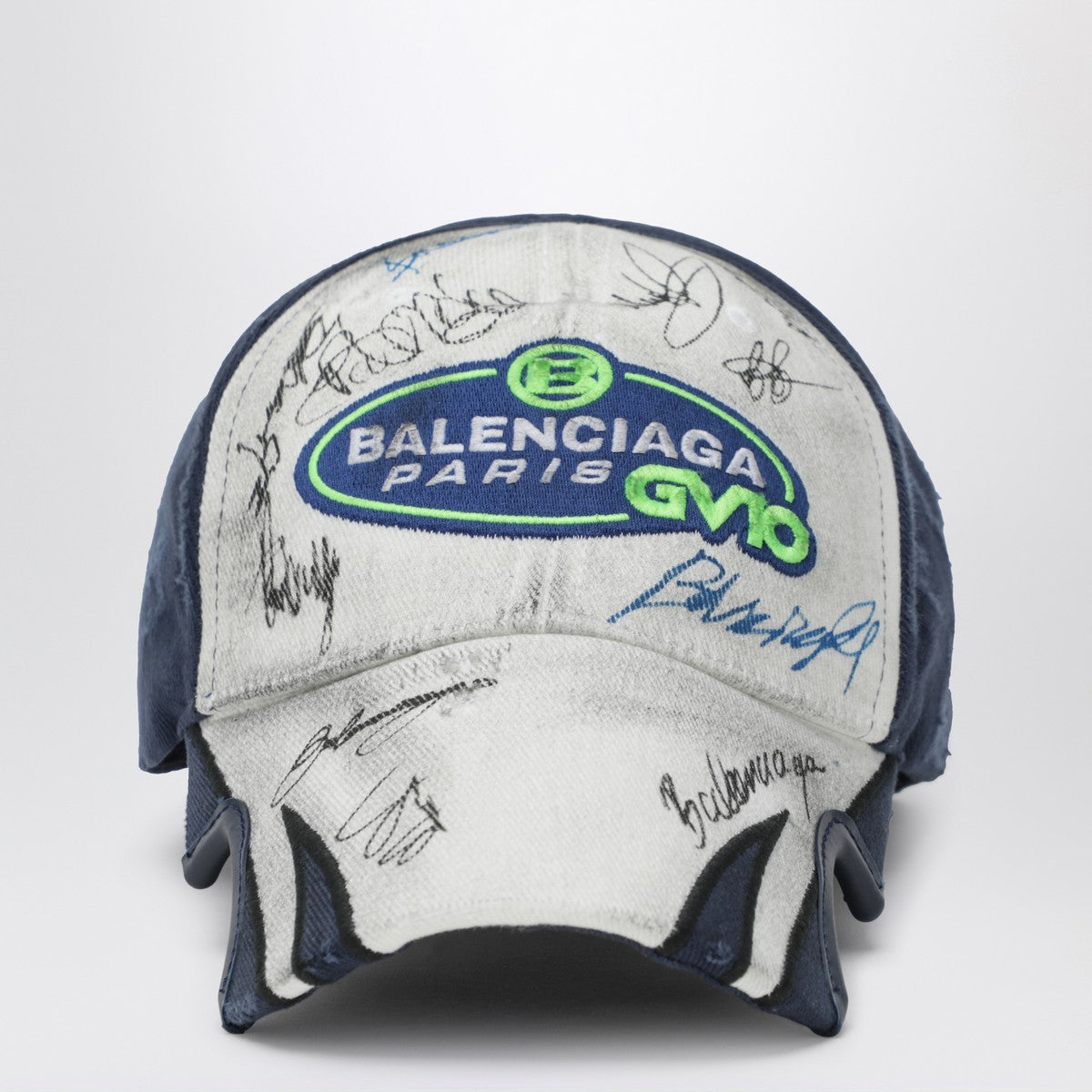 Balenciaga White/blue baseball cap with signatures Balenciaga