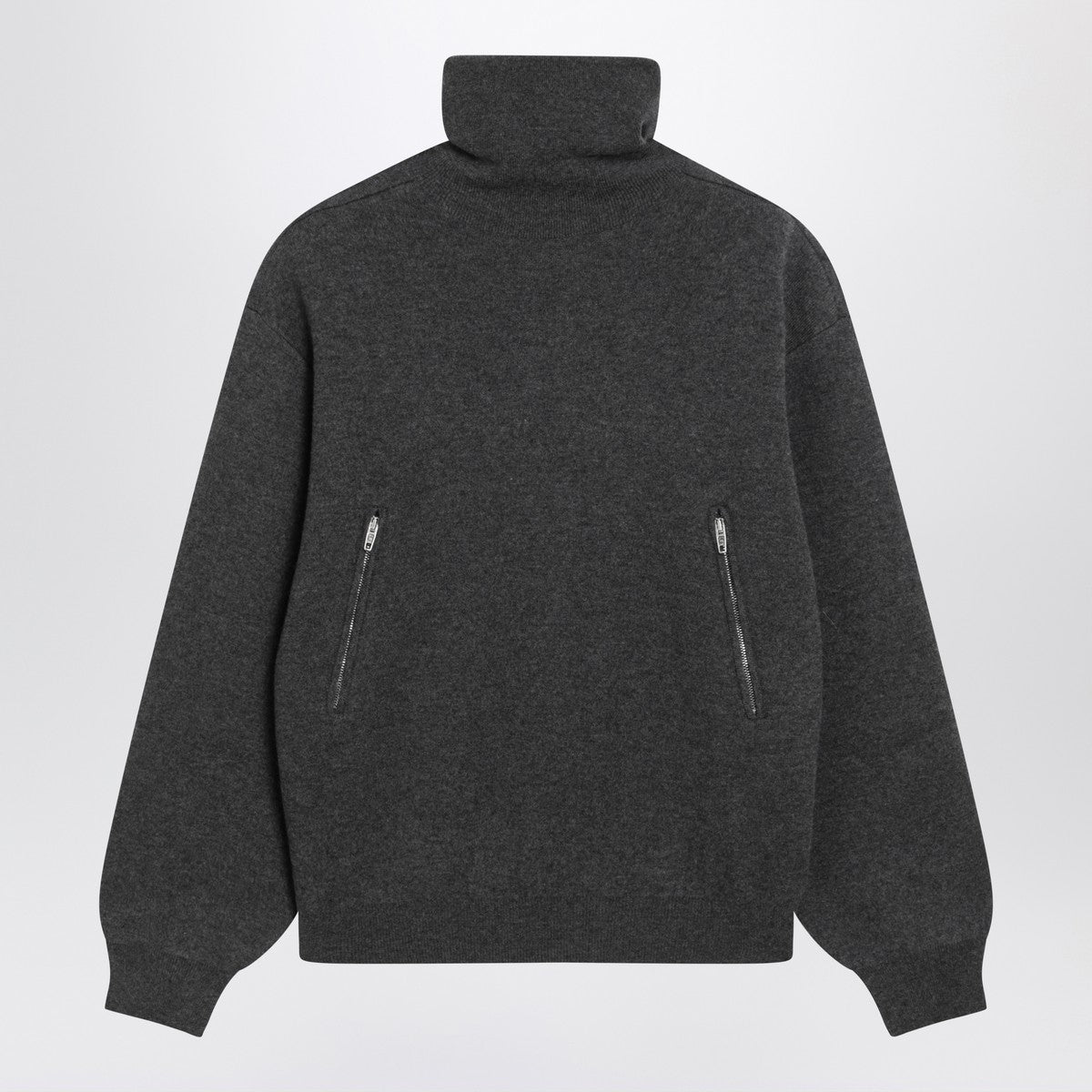 Balenciaga Grey turtleneck sweater with side zips Balenciaga