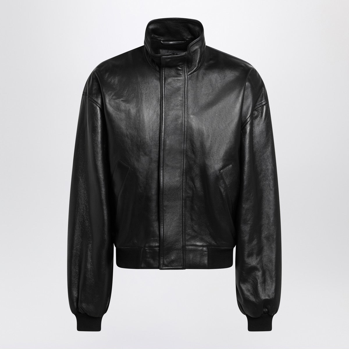 Balenciaga Black leather zip-up bomber jacket Balenciaga