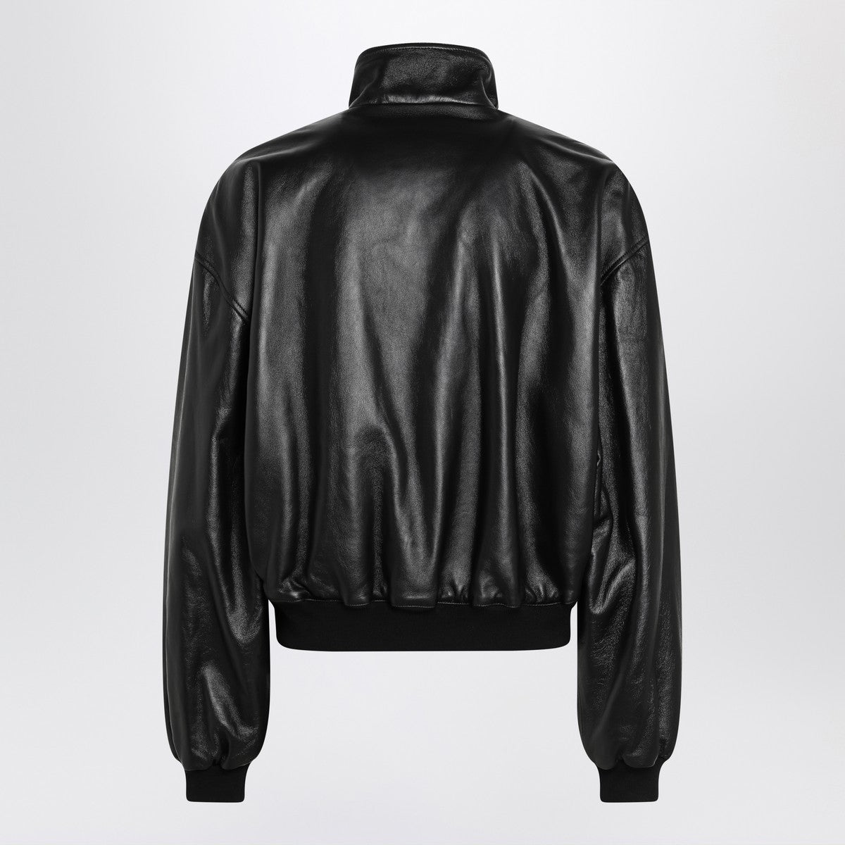 Balenciaga Black leather zip-up bomber jacket Balenciaga
