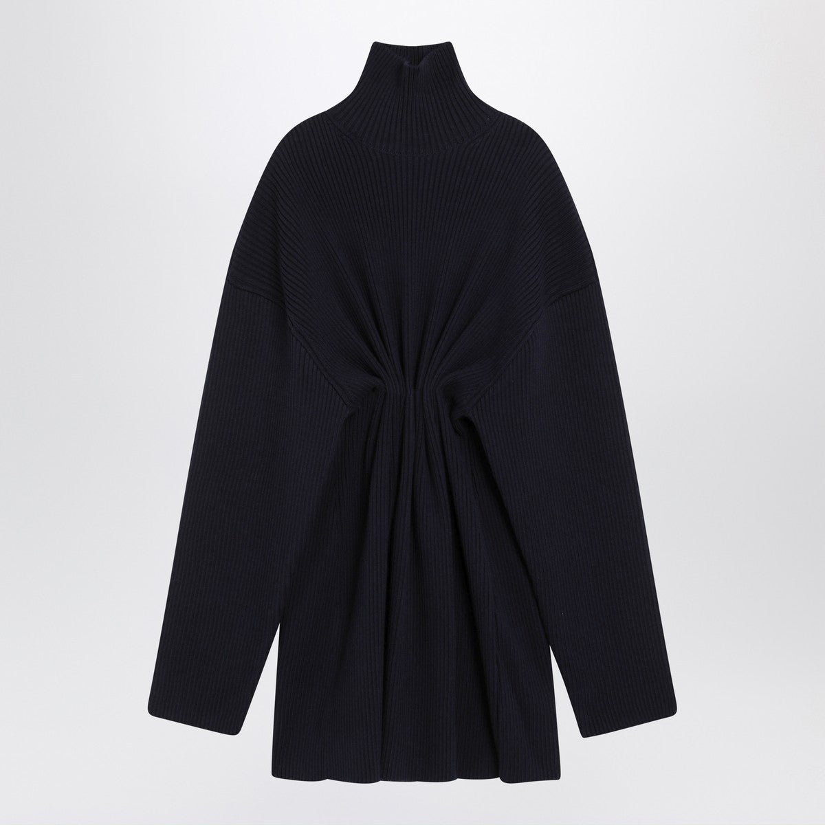Balenciaga Pinched navy mini dress in wool and cotton Balenciaga