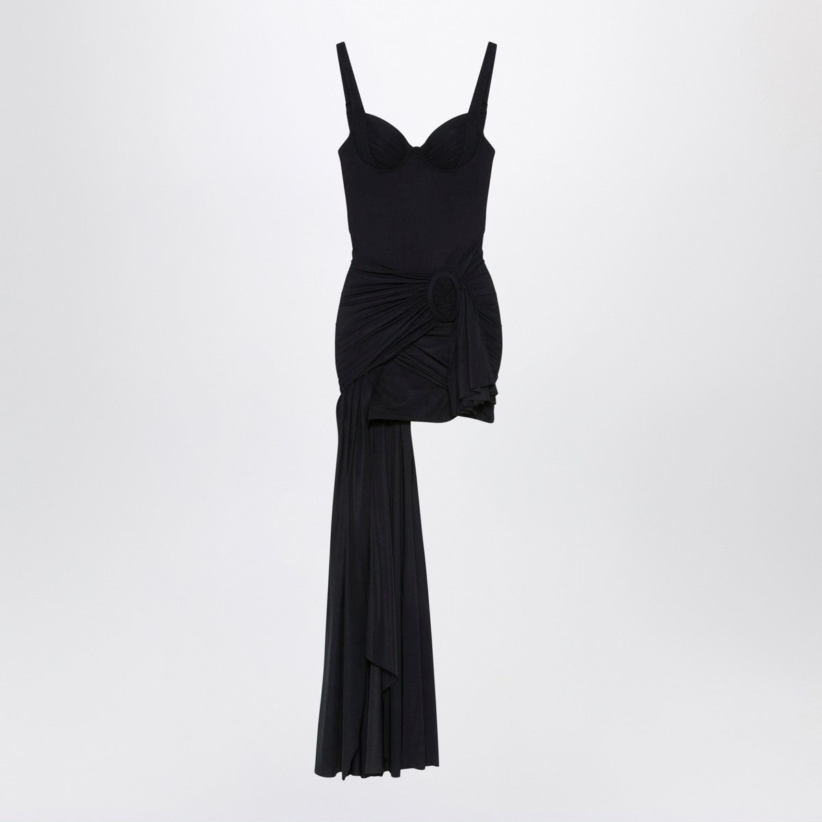 Balenciaga Black draped mini dress in jersey Balenciaga