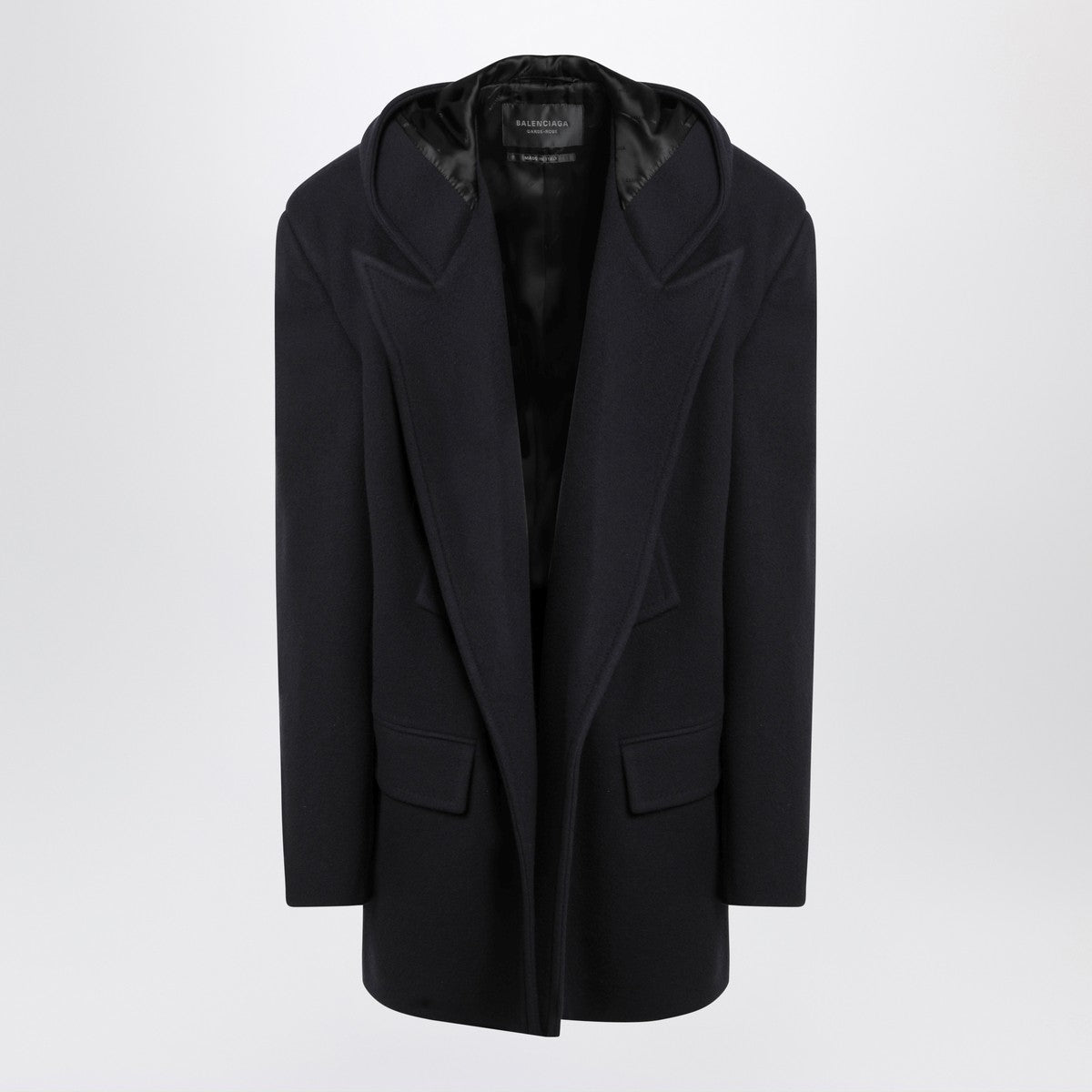Balenciaga Navy blue coat with hood Balenciaga