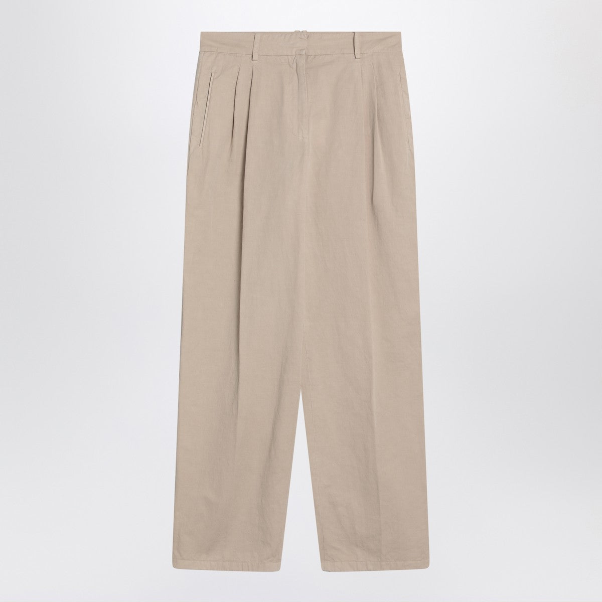 The Row Lilas light khaki cotton and linen trousers The Row