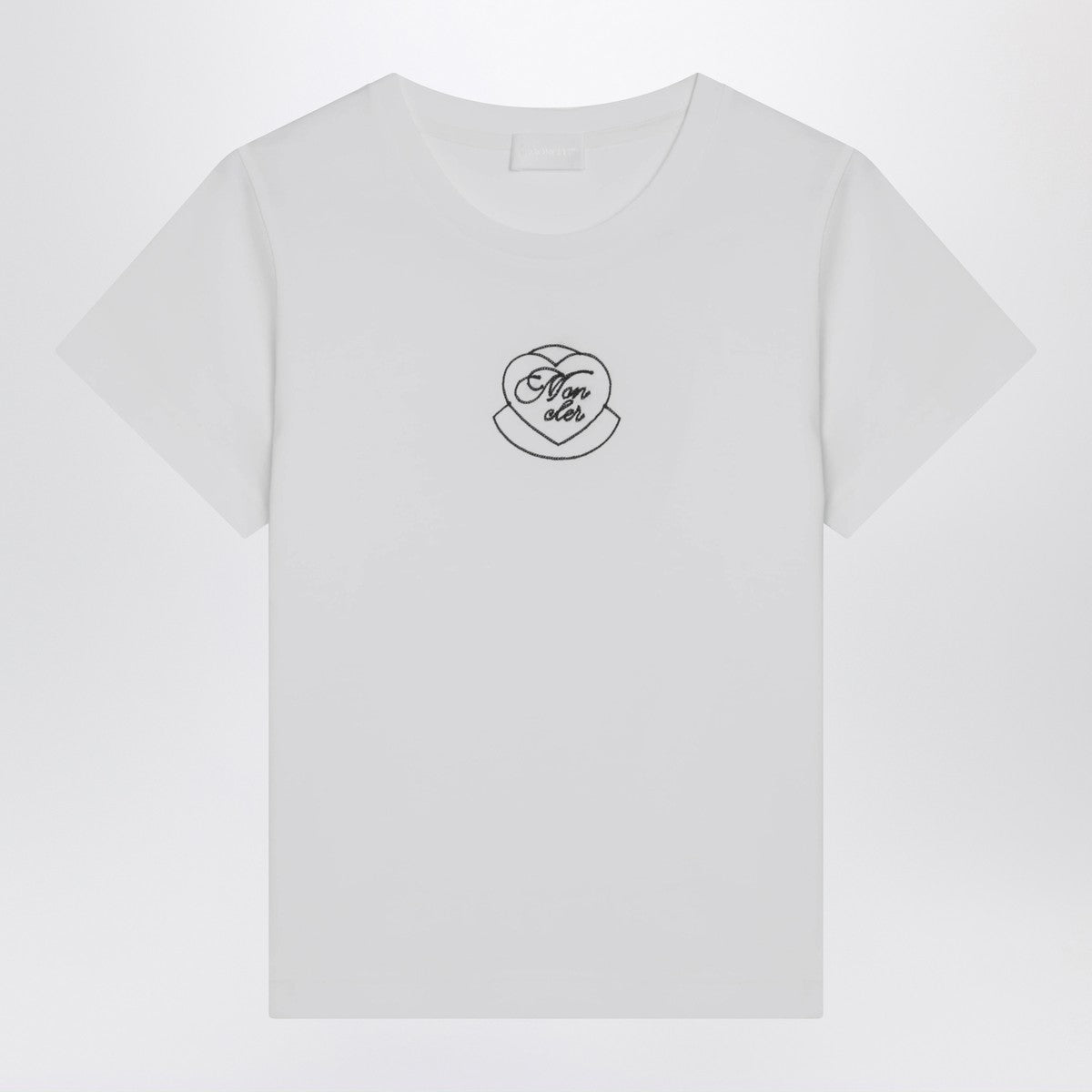 Moncler White cotton T-shirt with embroidered heart Moncler