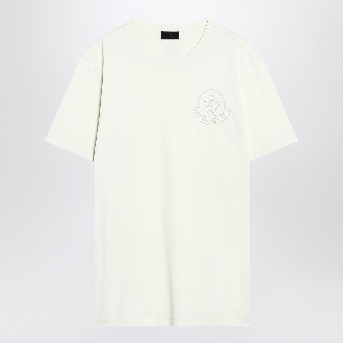 Moncler White cotton T-shirt with three-dimensional logo Moncler