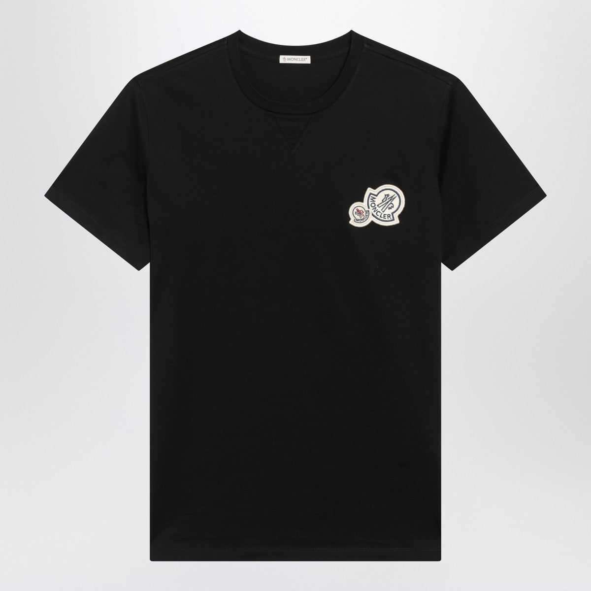 Moncler Black crewneck T-shirt with multipatches Moncler