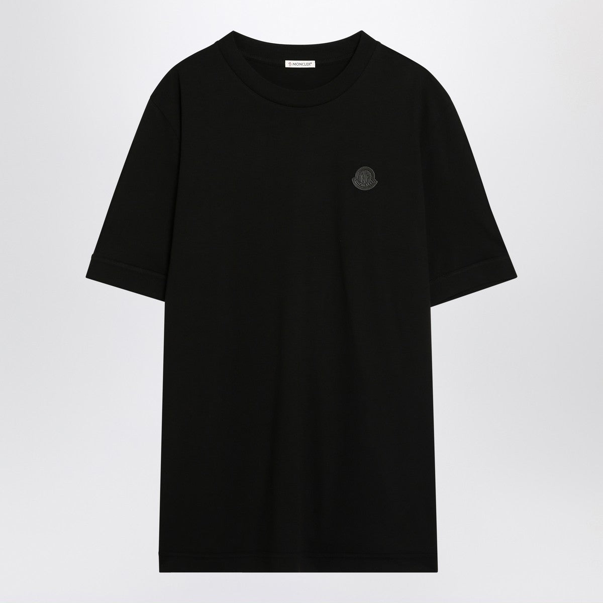 Moncler Black cotton T-shirt with logo patch Moncler