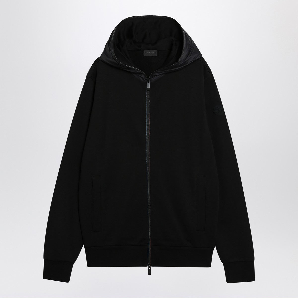 Moncler Black zip cardigan in cotton and nylon Moncler