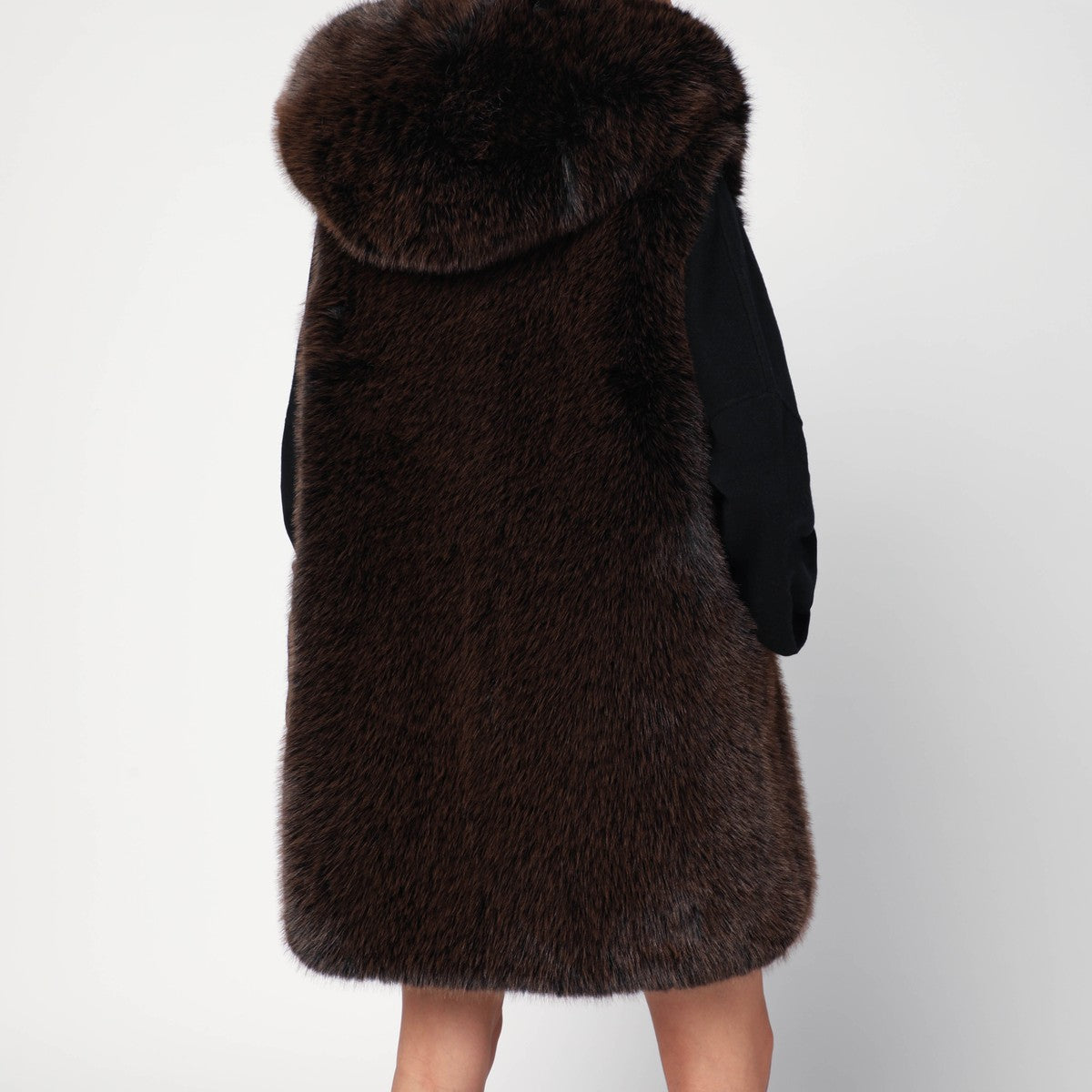 Sword 6644 Brown faux fur gilet with hood Sword 6644