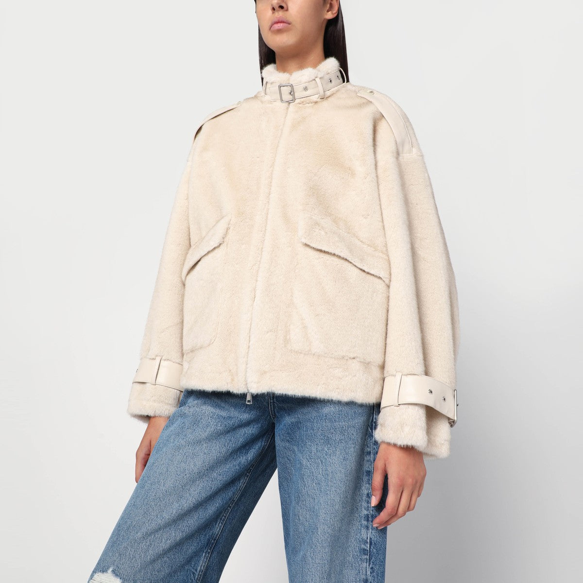 Sword 6644 Bomber in ivory eco fur Sword 6644