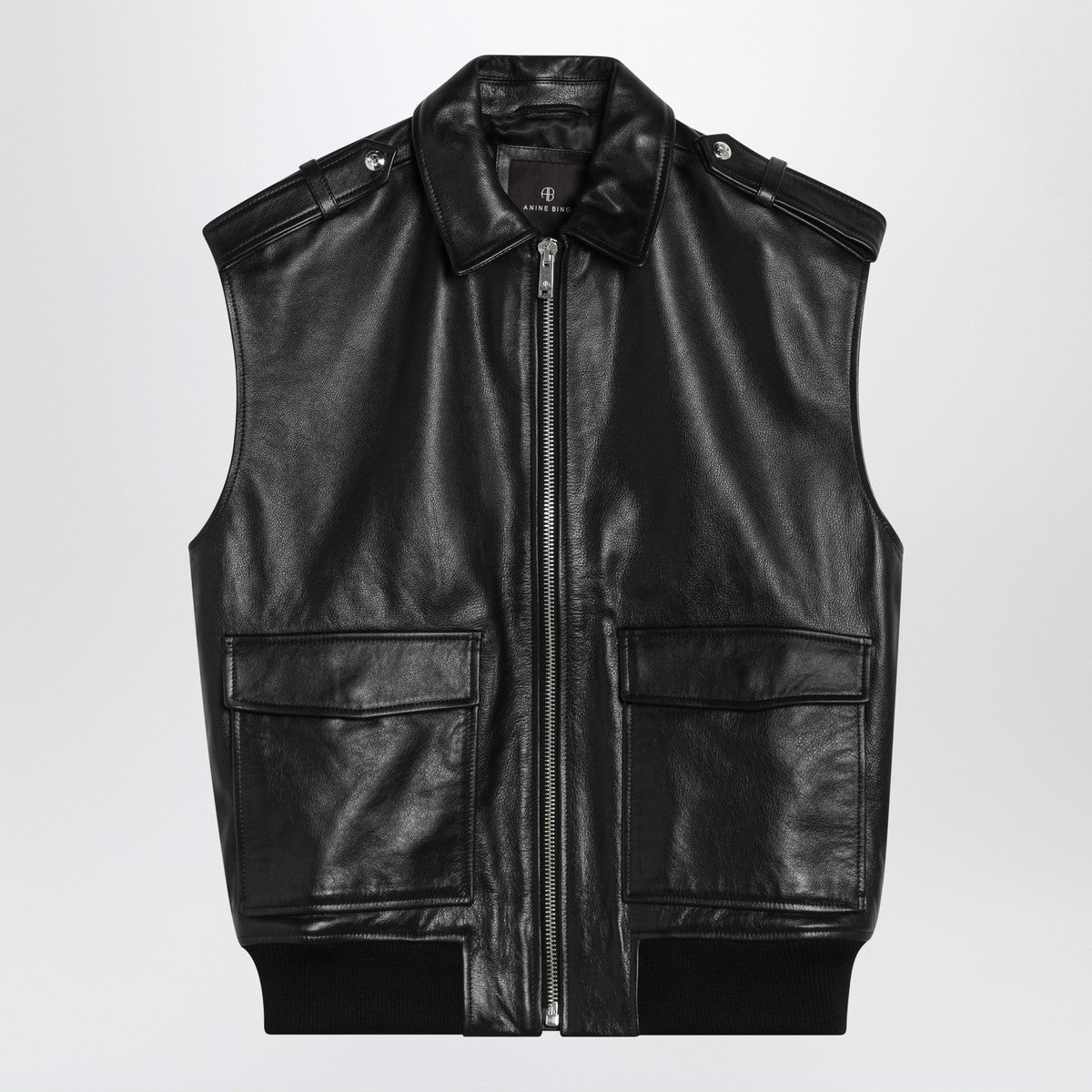 ANINE BING Sonnie black leather gilet ANINE BING