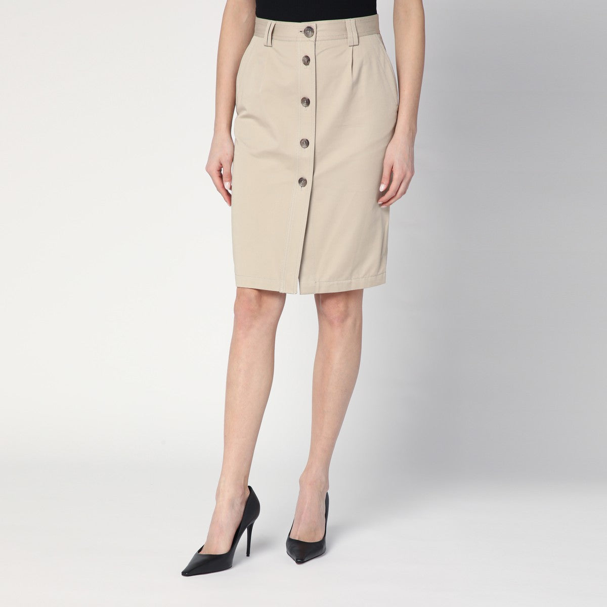 ANINE BING Beige buttoned pencil skirt ANINE BING