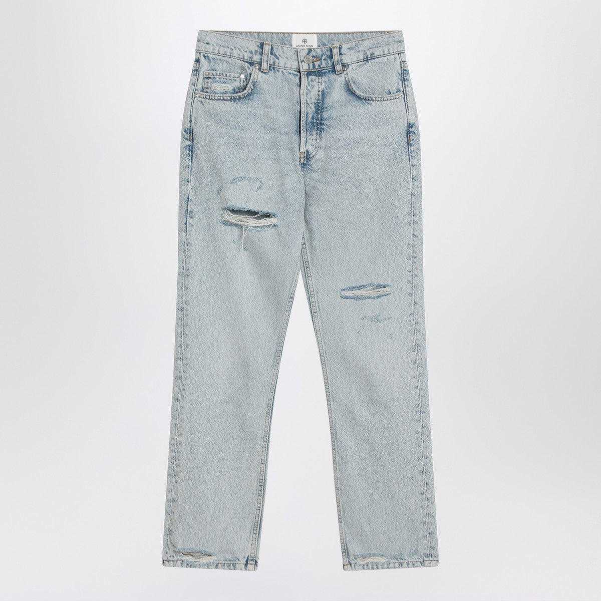 ANINE BING Kate straight-leg bleached blue jeans ANINE BING