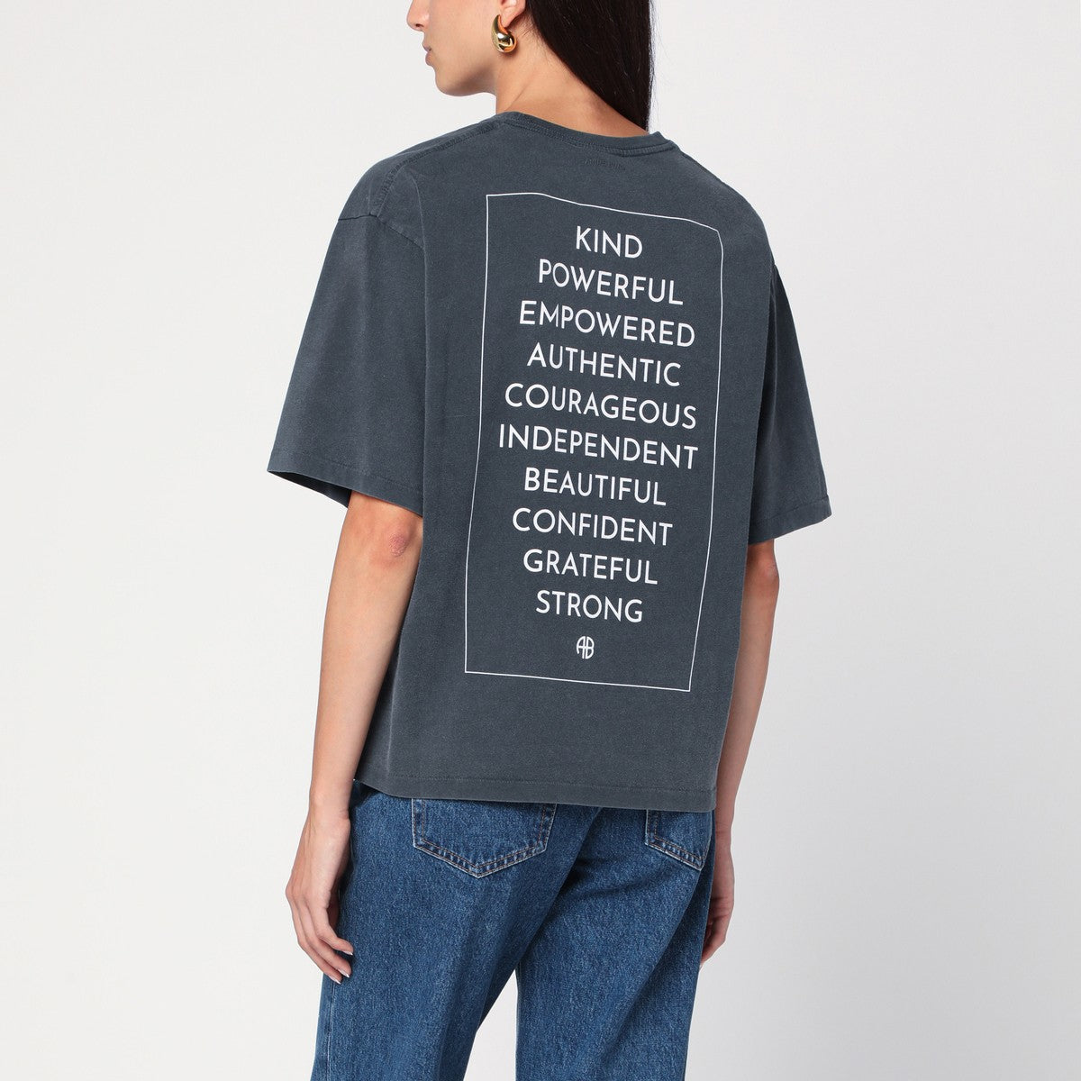 ANINE BING Rudy Empowerment washed black T-shirt ANINE BING