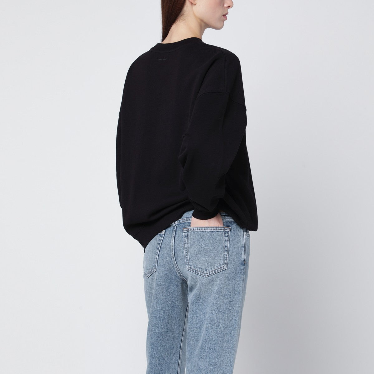 ANINE BING Oversized black sweatshirt with chenille logo ANINE BING