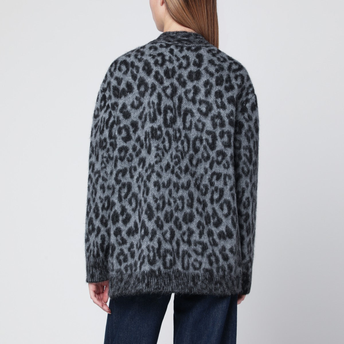 ANINE BING Banks grey leopard-print cardigan ANINE BING