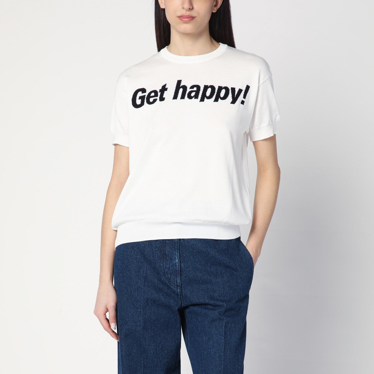 Moschino Get Happy white cotton sweater Moschino