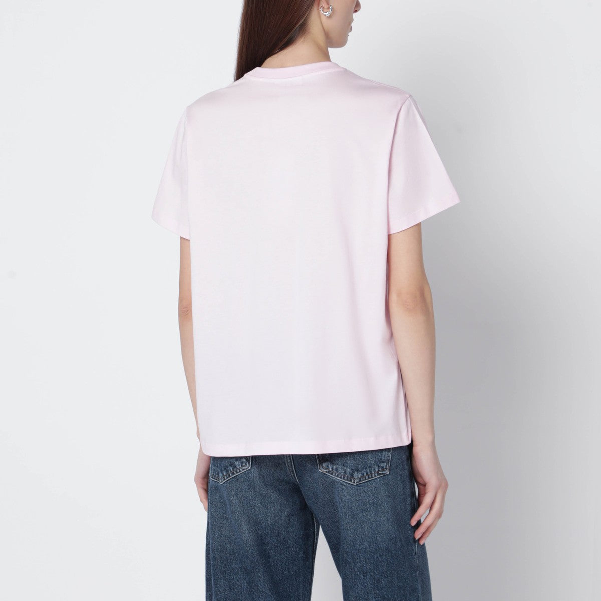 GANNI Light pink T-shirt with logo print Ganni