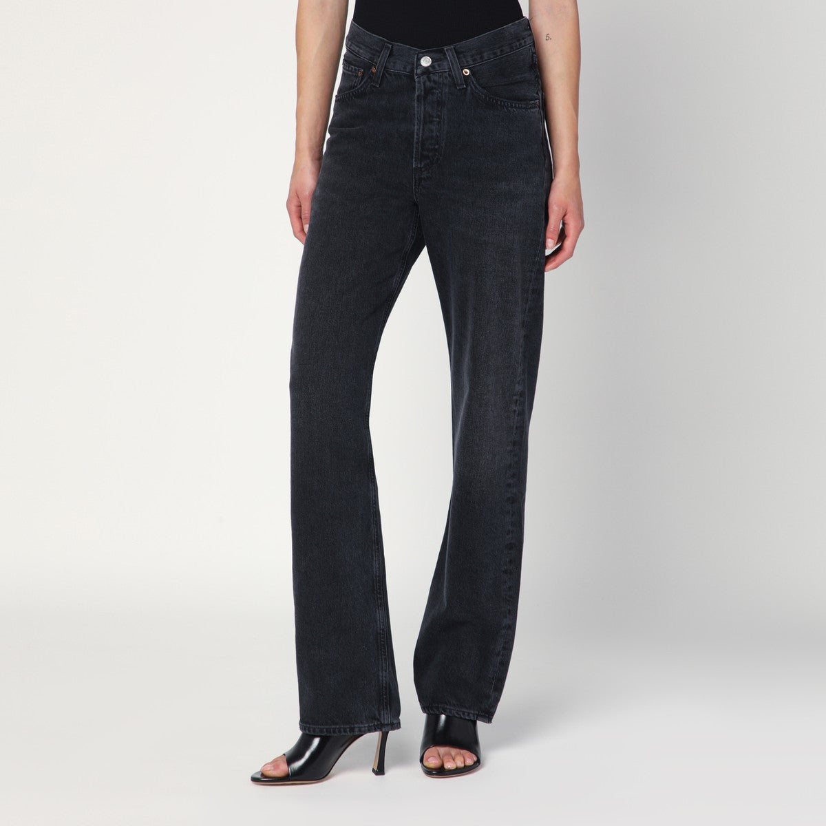 AGOLDE Black V-Waist Kelly jeans in recycled denim Agolde