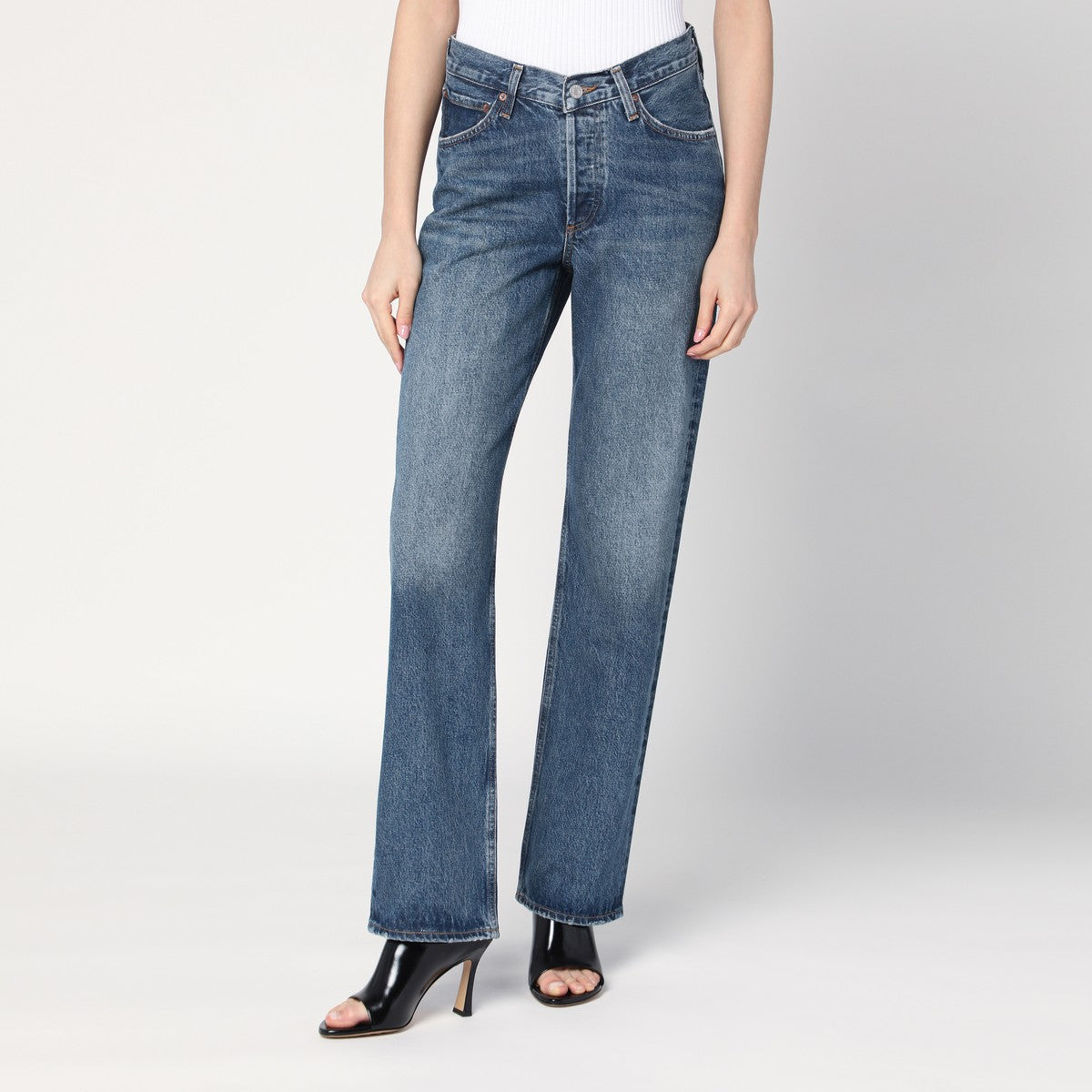 AGOLDE Blue jeans with a faded effect in blended regenerated denim Agolde