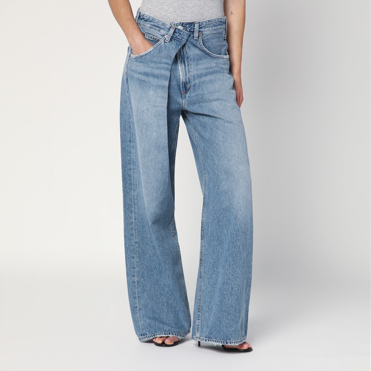 AGOLDE Wide blue Vana Fold jeans with washed effect Agolde