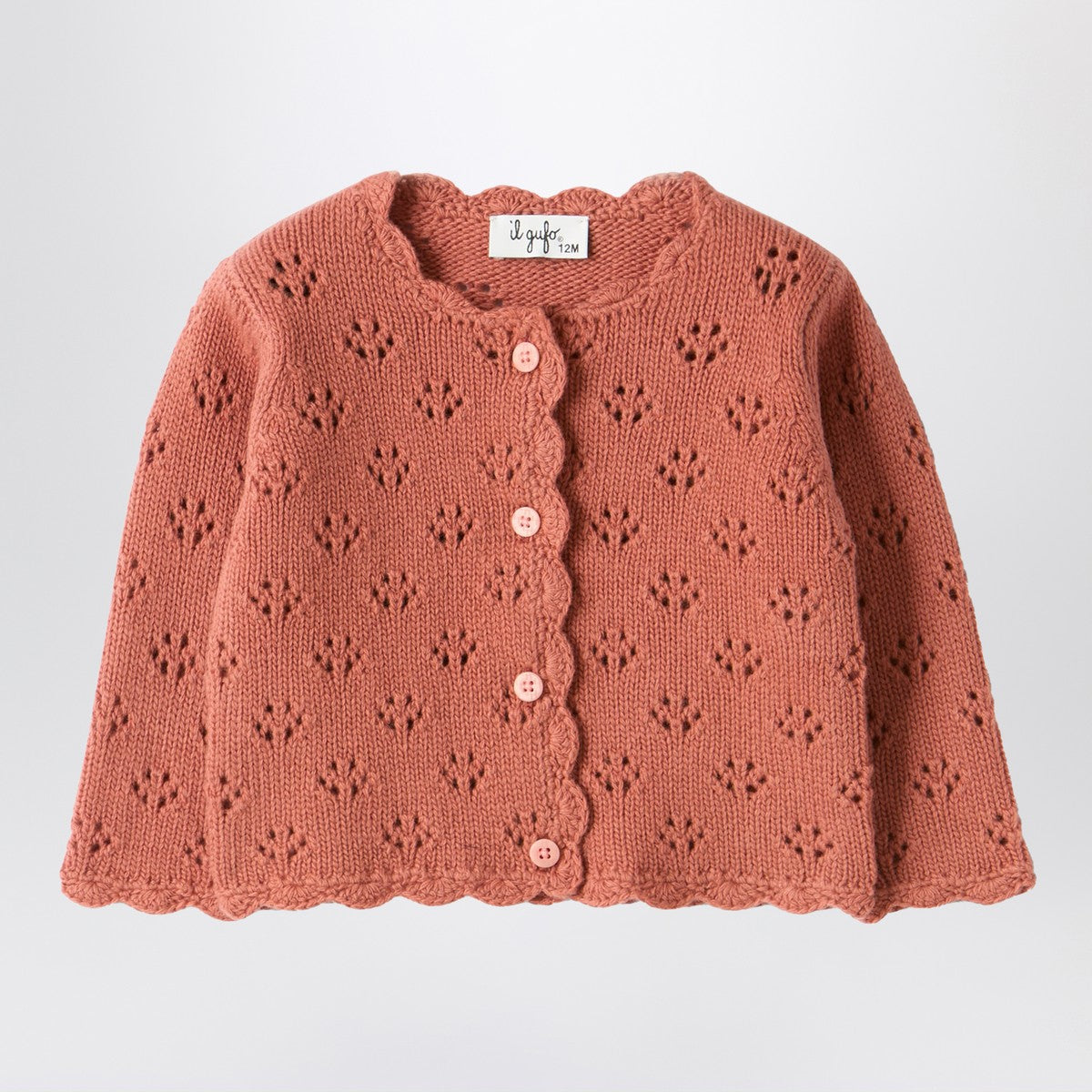 Il Gufo Pink cardigan with openwork pattern Il Gufo