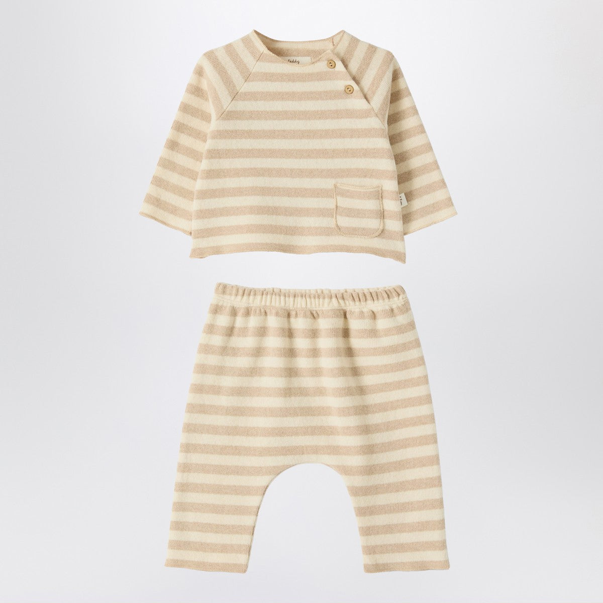 Teddy & Minou Two-piece beige striped knit set Teddy & Minou