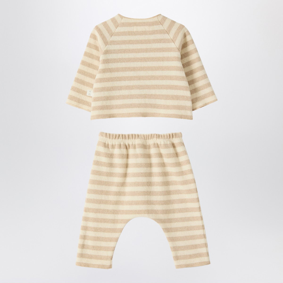 Teddy & Minou Two-piece beige striped knit set Teddy & Minou