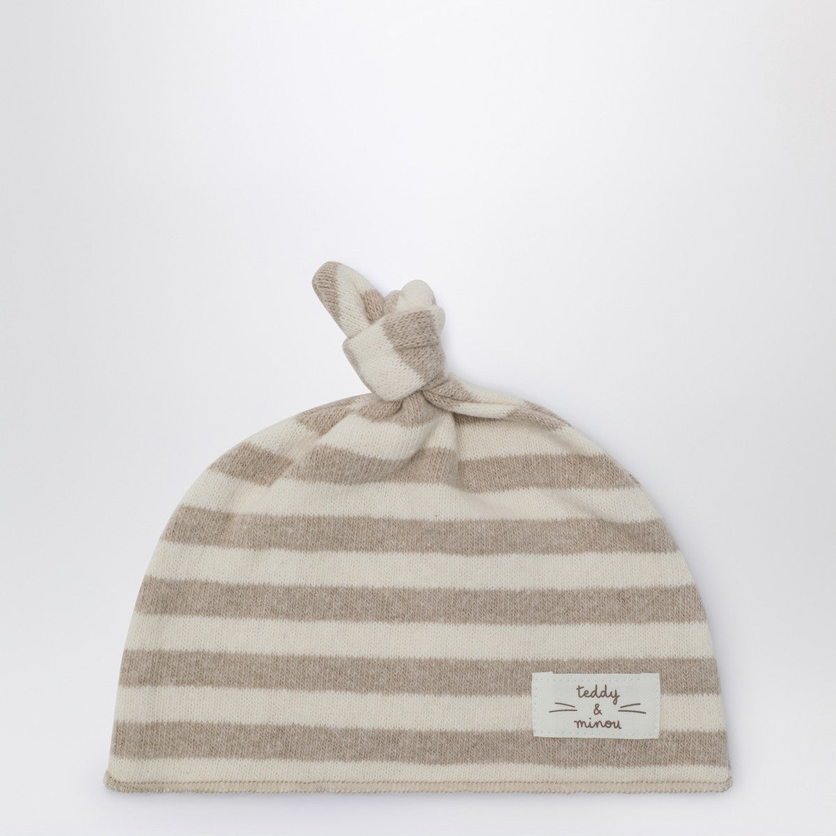 Teddy & Minou Beige striped cotton beanie Teddy & Minou