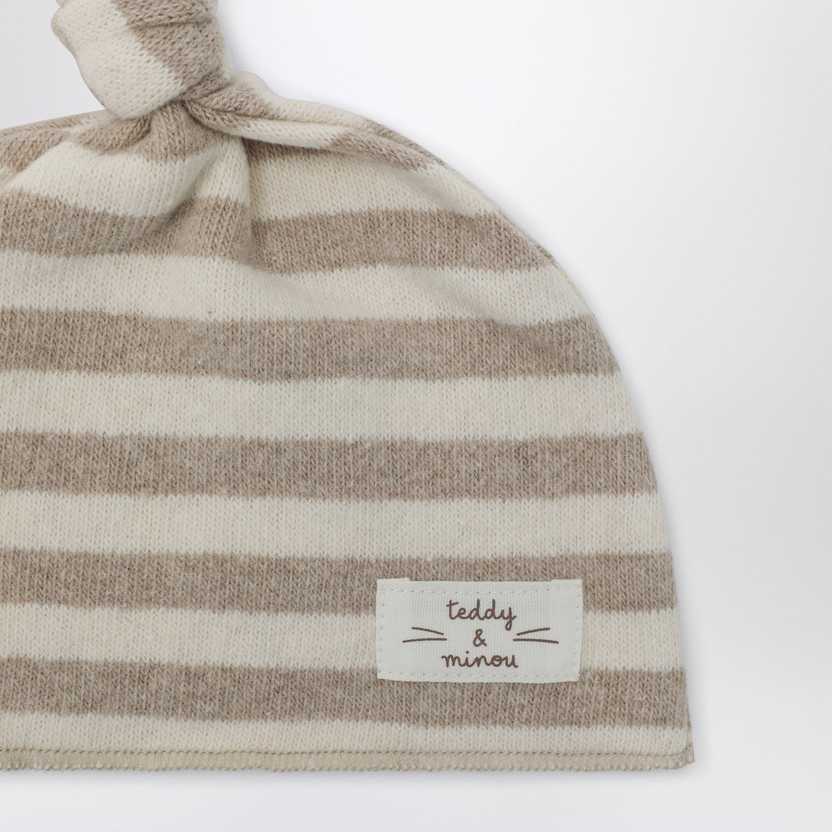 Teddy & Minou Beige striped cotton beanie Teddy & Minou