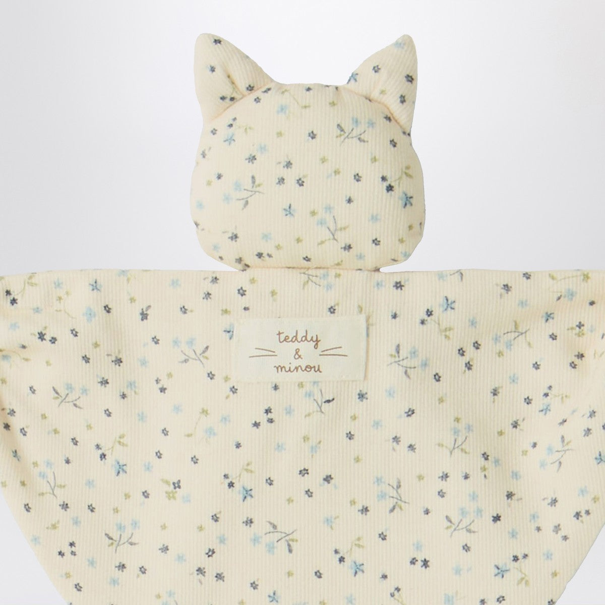 Teddy & Minou Avio blue floral doudou with kitten Teddy & Minou