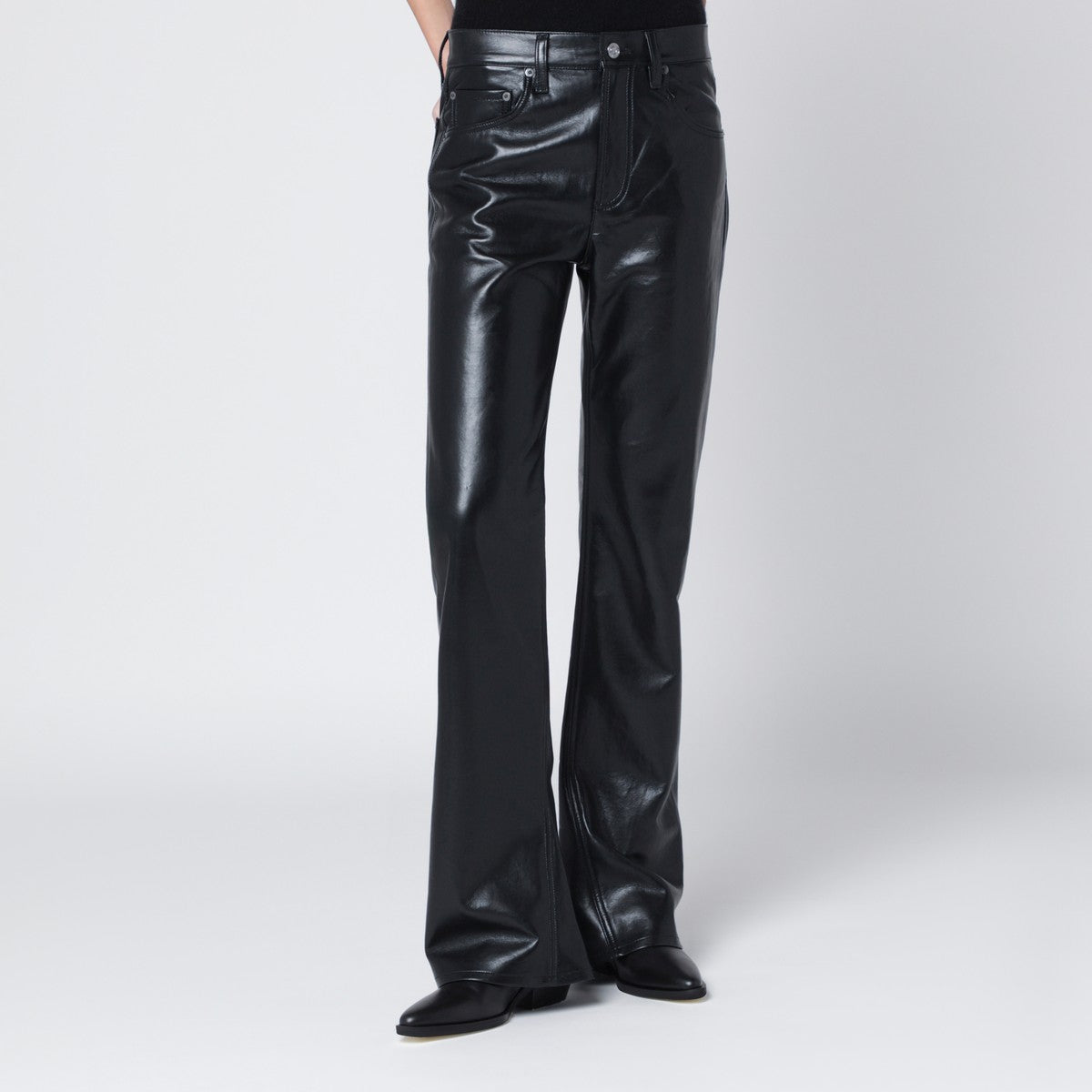AGOLDE Black faux leather trousers Mid Rise Kick Boot Agolde