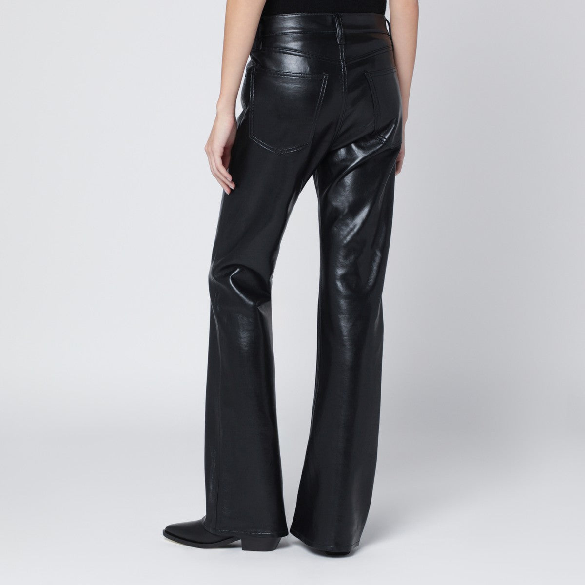 AGOLDE Black faux leather trousers Mid Rise Kick Boot Agolde