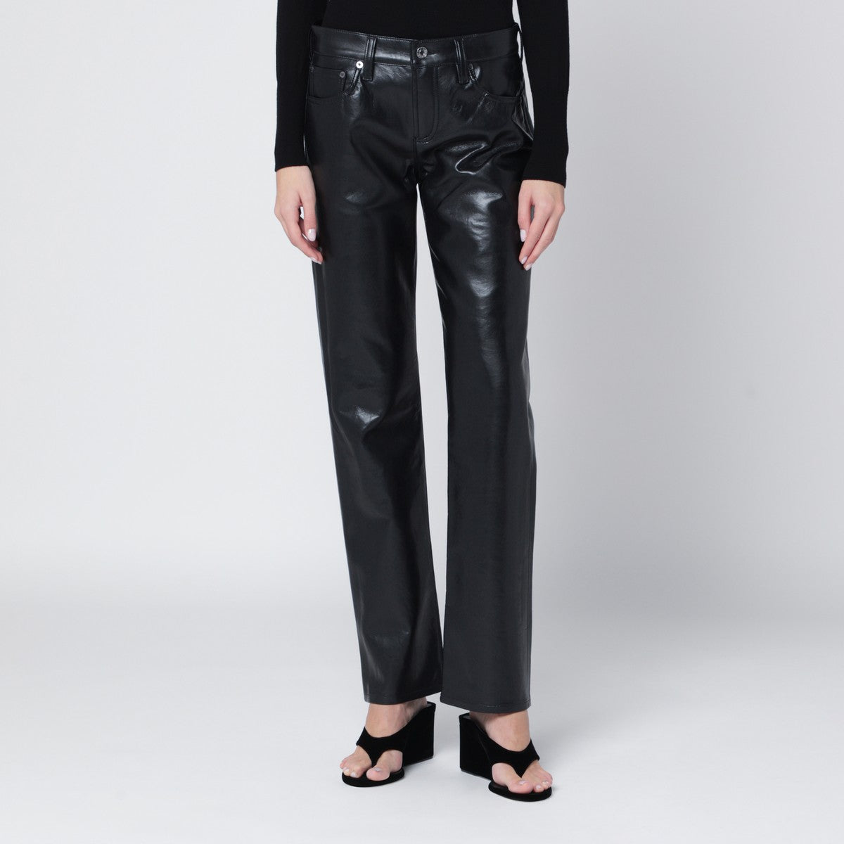 AGOLDE Black faux leather trousers Agolde