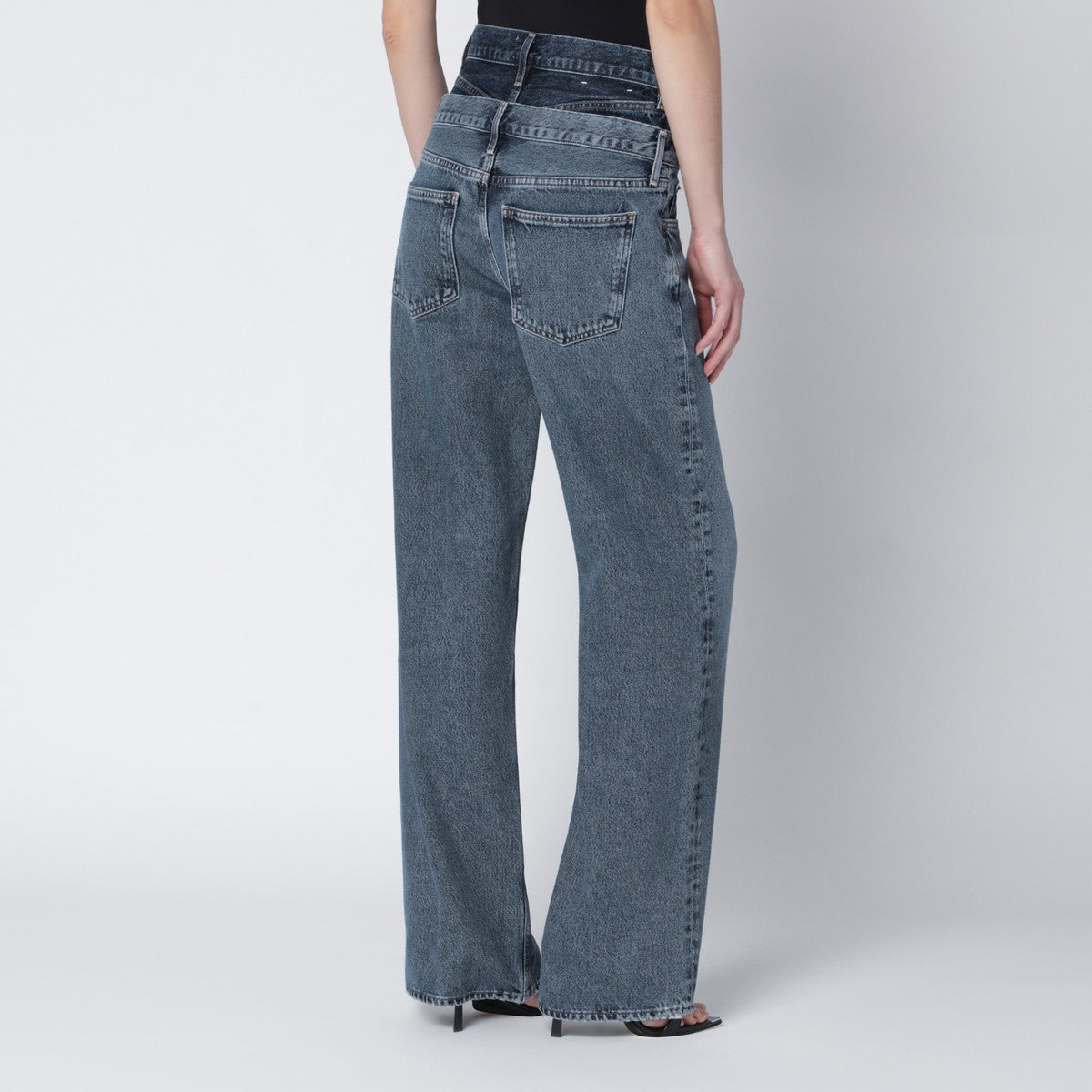 AGOLDE Elson jeans with double waistband in dark/light indigo Agolde