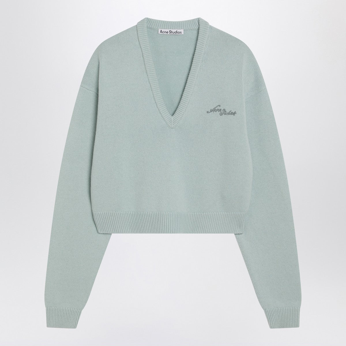 Acne Studios Faded mint wool v-neck sweater Acne Studios