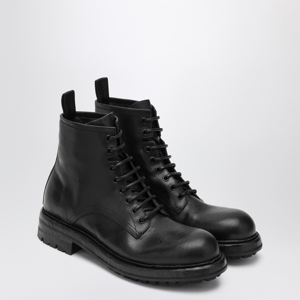 Dolce & Gabbana Dolce&Gabbana Black lace-up leather ankle boot Dolce & Gabbana
