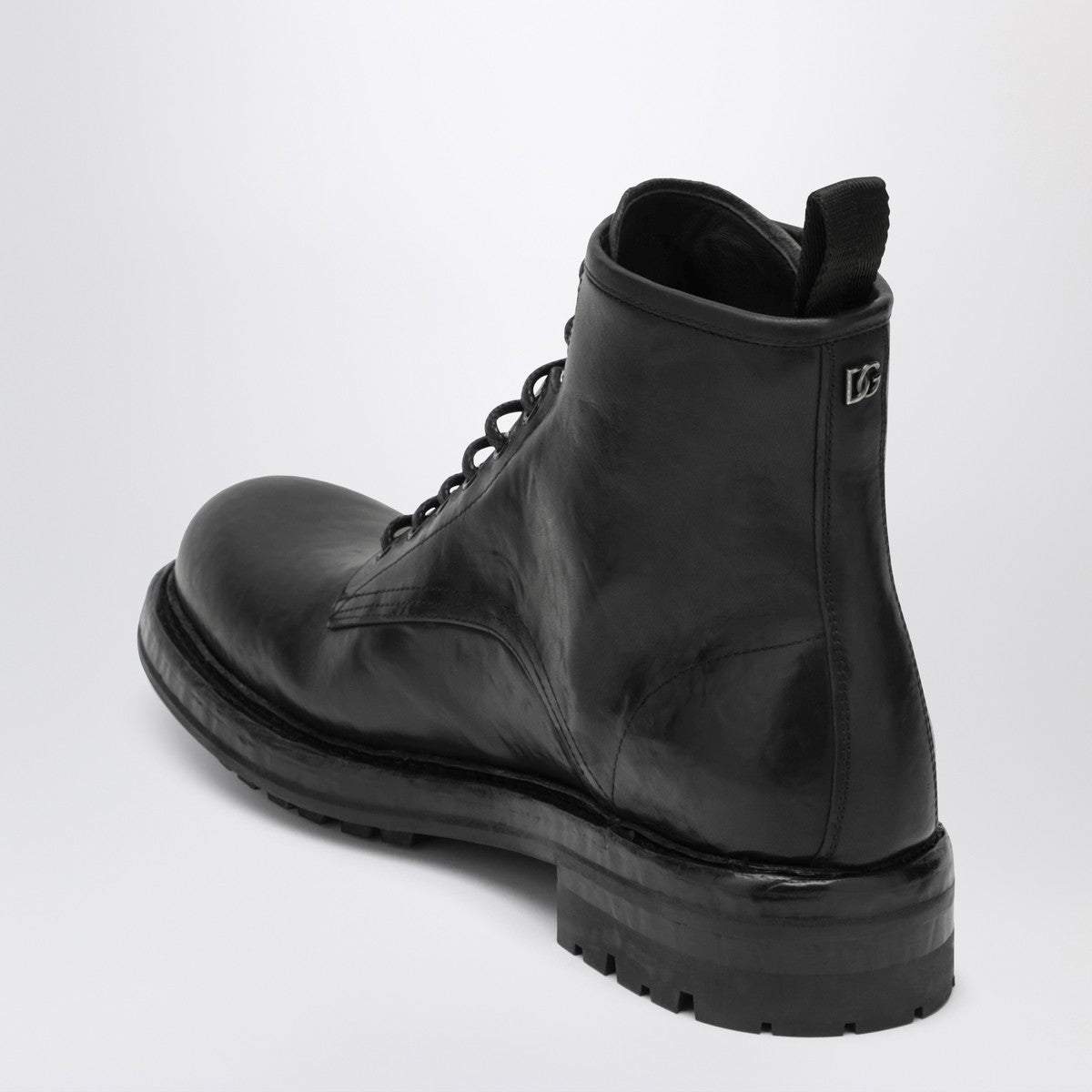 Dolce & Gabbana Dolce&Gabbana Black lace-up leather ankle boot Dolce & Gabbana