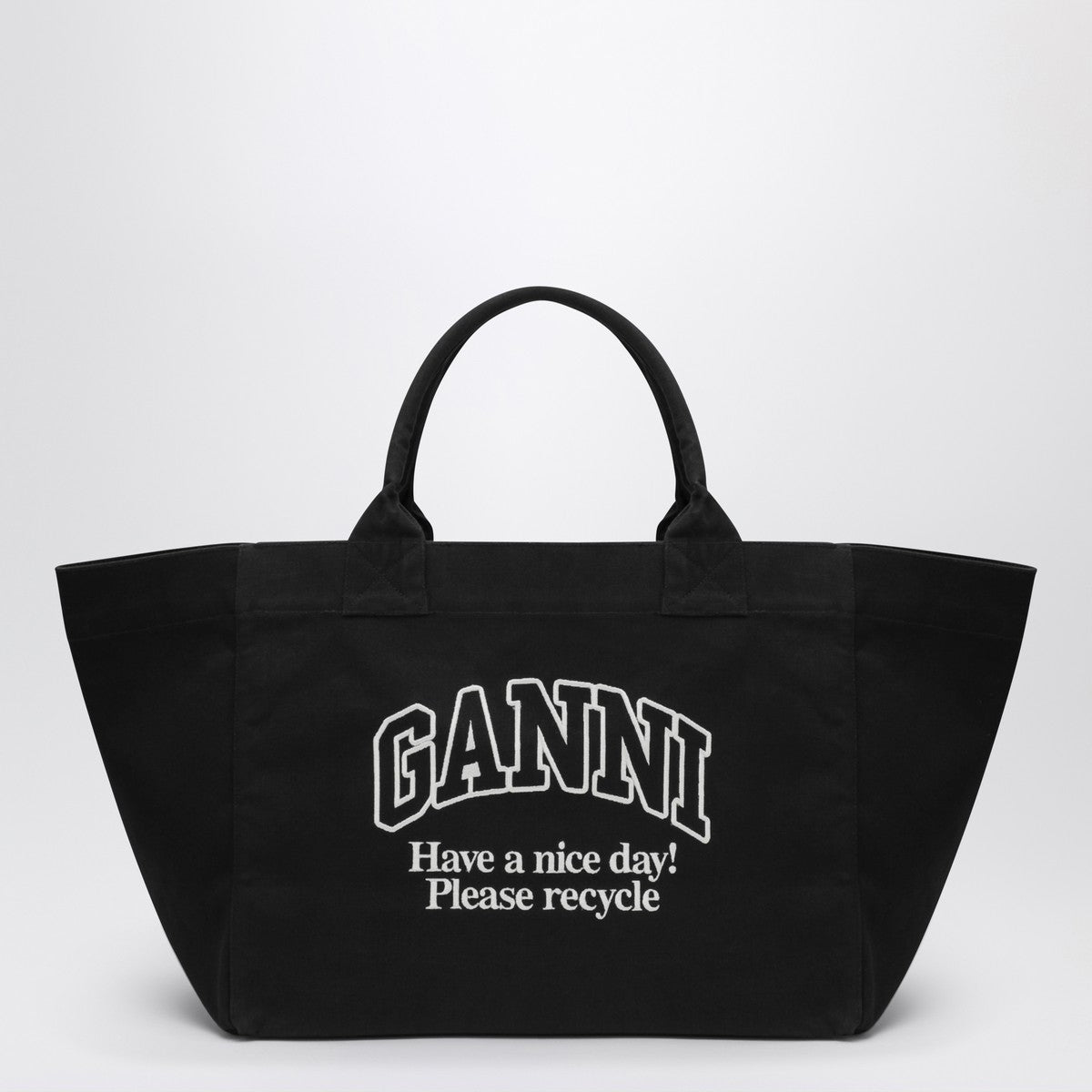 GANNI XXL black canvas tote bag Ganni