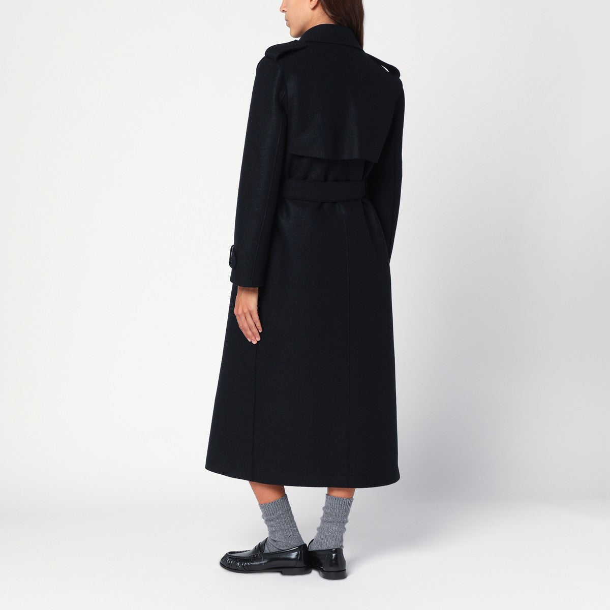 Harris Wharf London Navy blue wool wrap coat Harris Wharf London