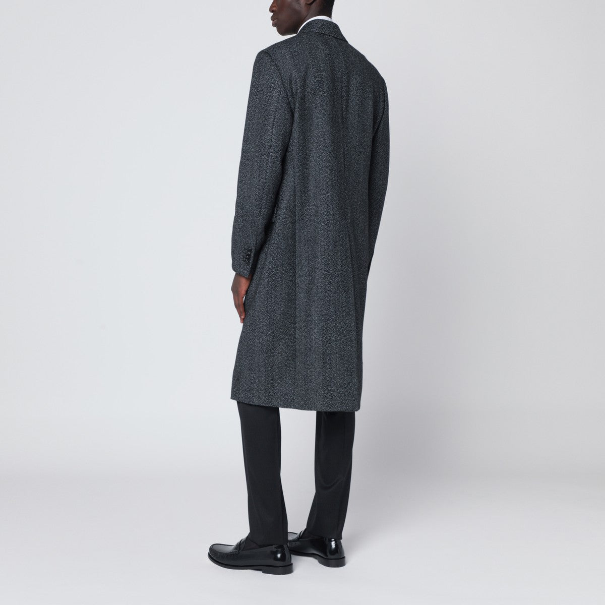 Lardini Grey herringbone double-breasted coat Lardini