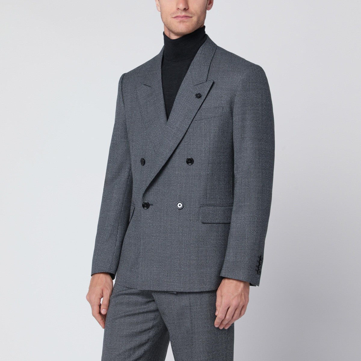 Lardini Grey wool double-breasted jacket Lardini