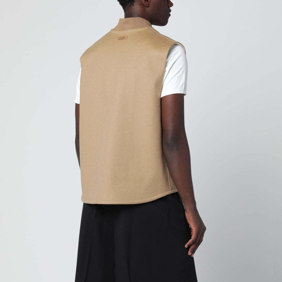 Lardini Beige wool zip gilet Lardini