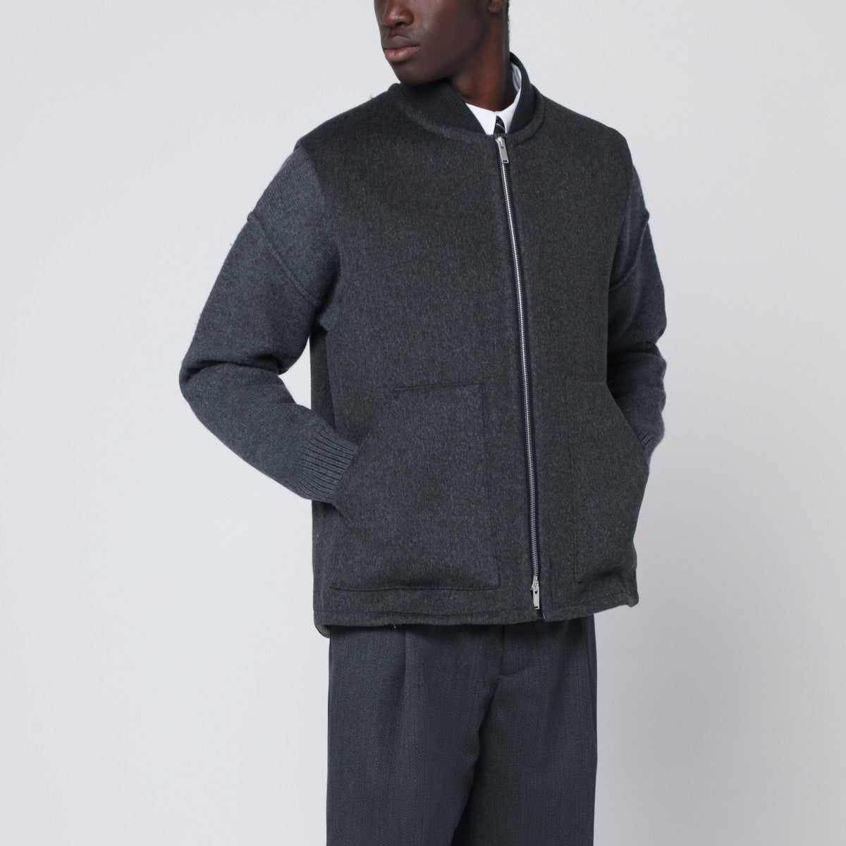 Lardini Grey wool zip gilet Lardini