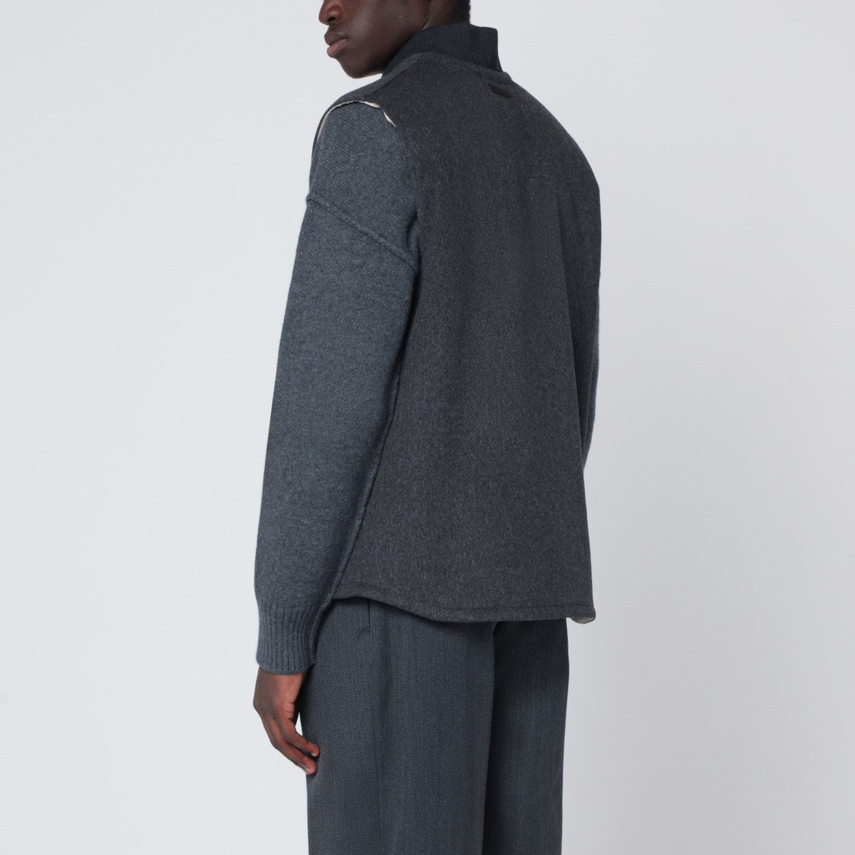 Lardini Grey wool zip gilet Lardini