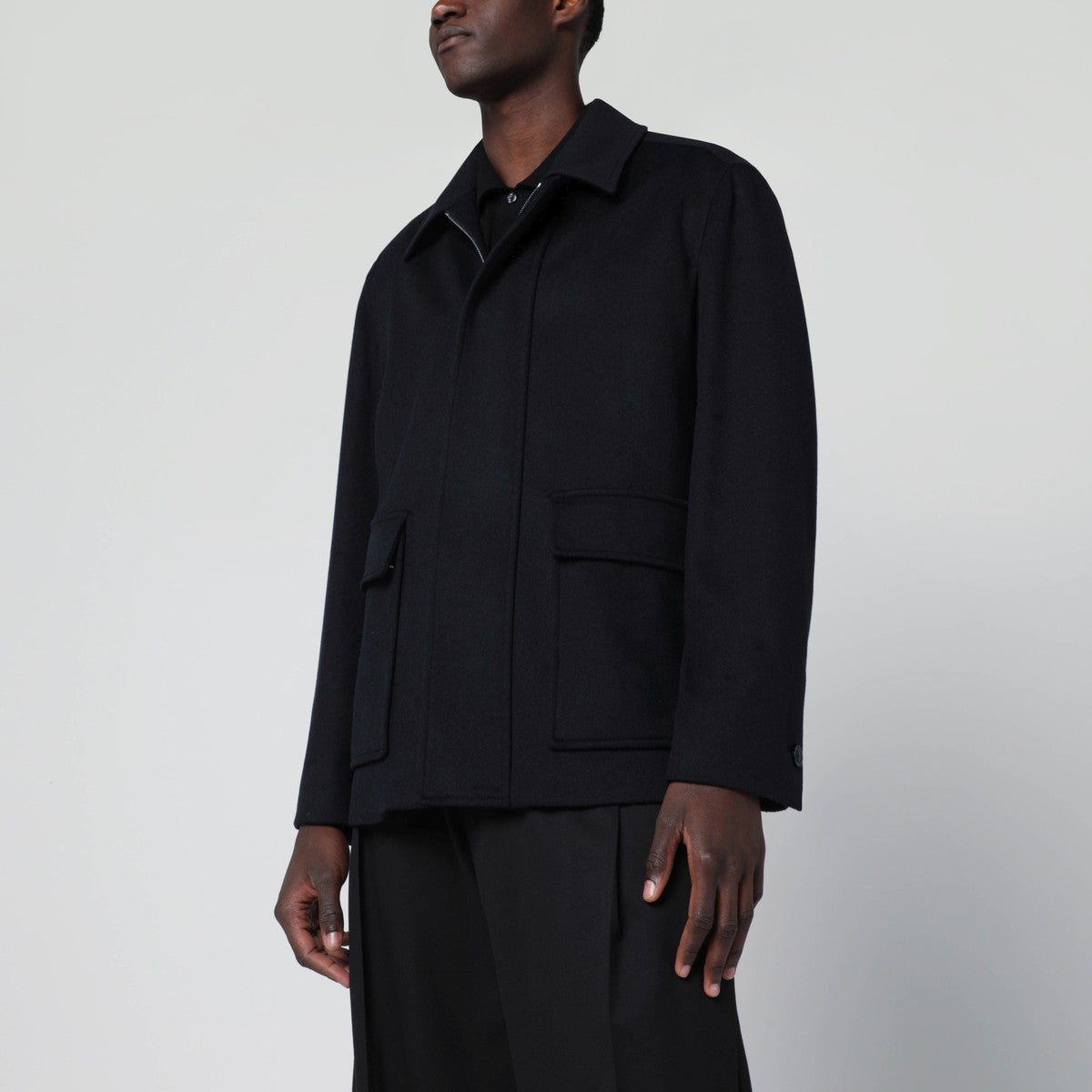 Lardini Blue zip-up wool jacket Lardini